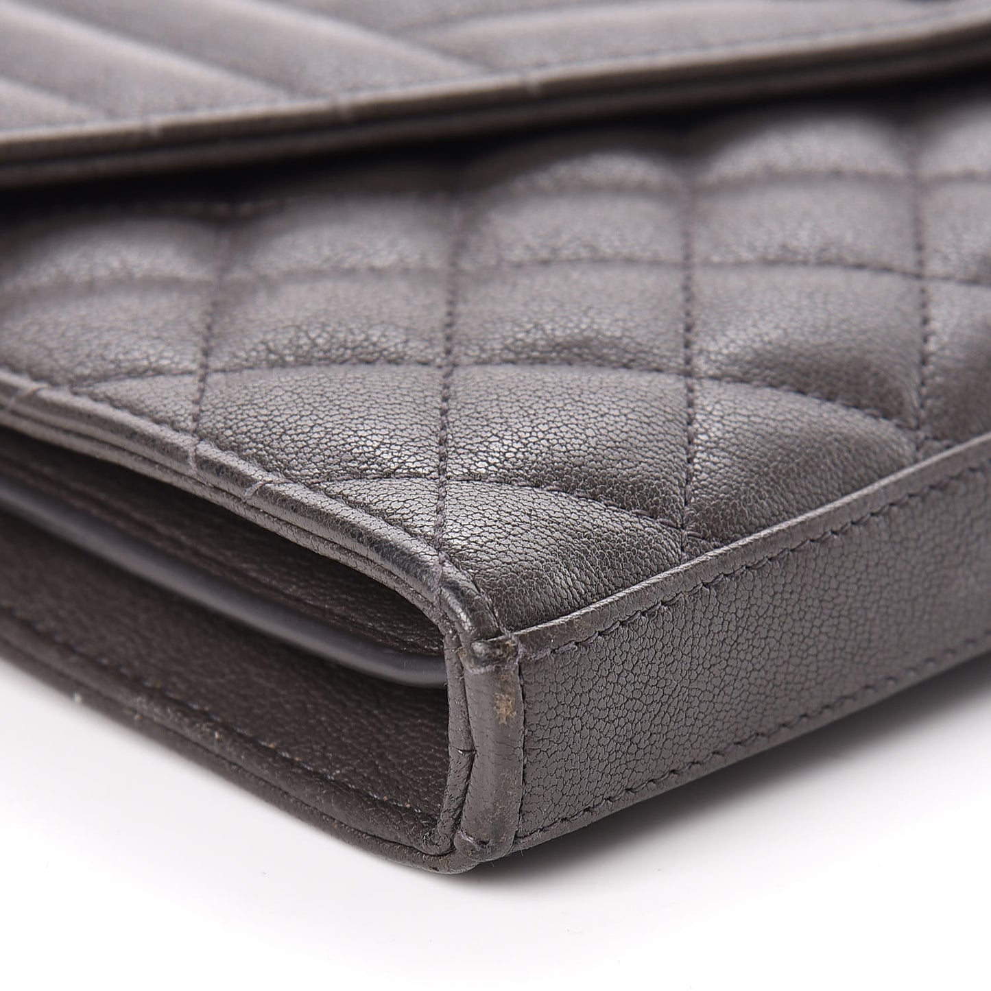 Sheepskin Tri-Quilt Monogram Envelope Chain Wallet Earth