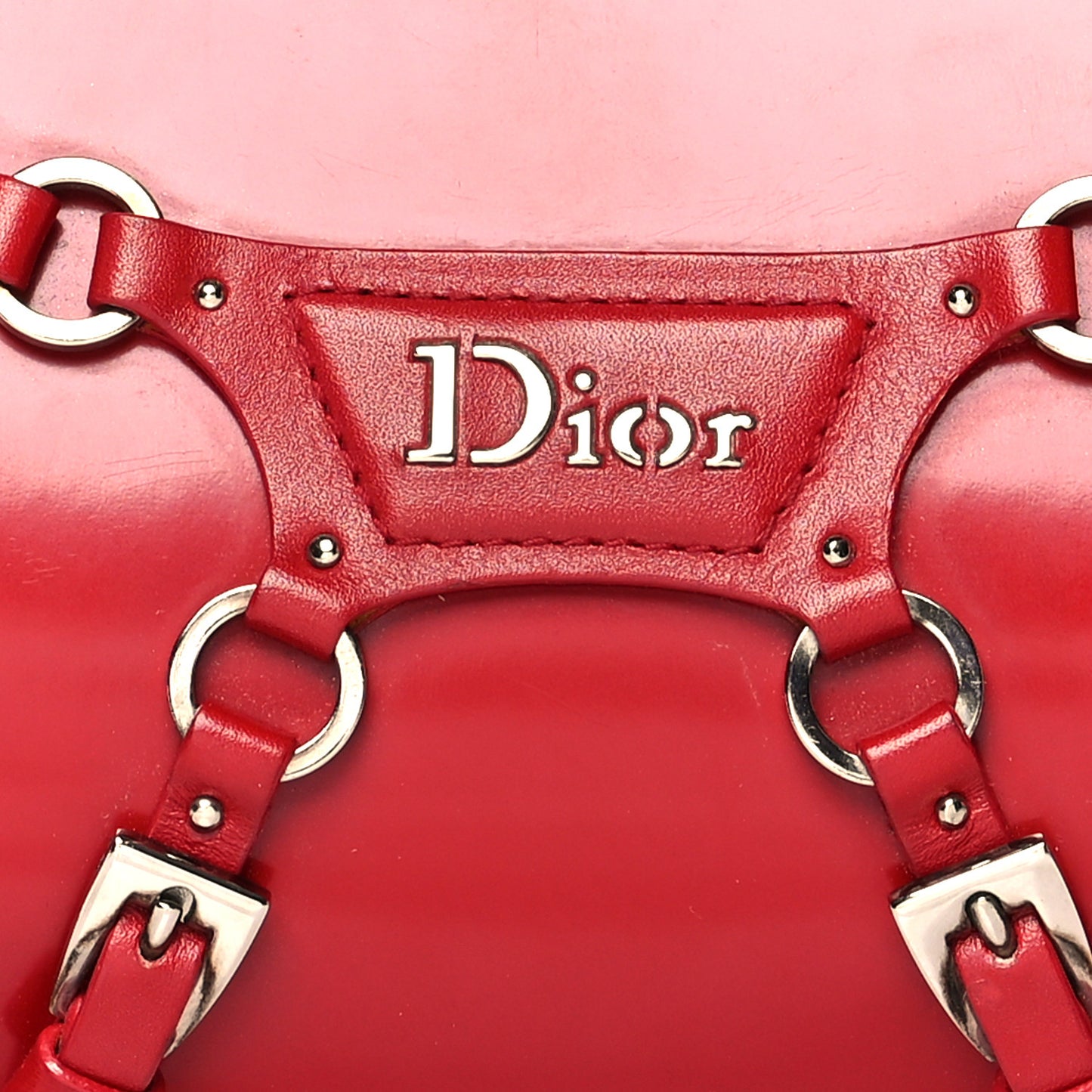 Glazed Calfskin Bondage Wristlet Clutch Rouge