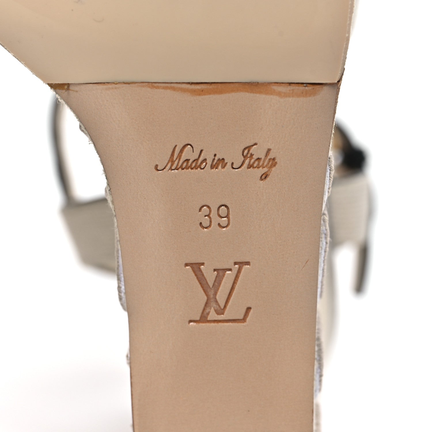 Louis Vuitton Calfskin Canvas Wedge Sandals 38 Beige Black 7 of 8