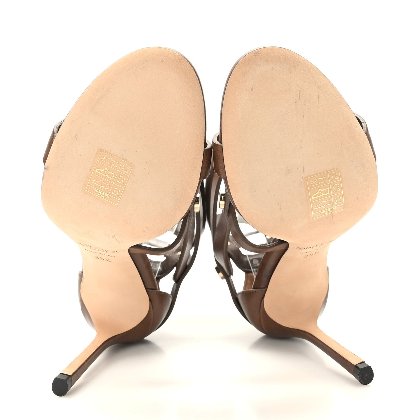 Calfskin Motoka 100 Sandals 35.5 Cacao Gold