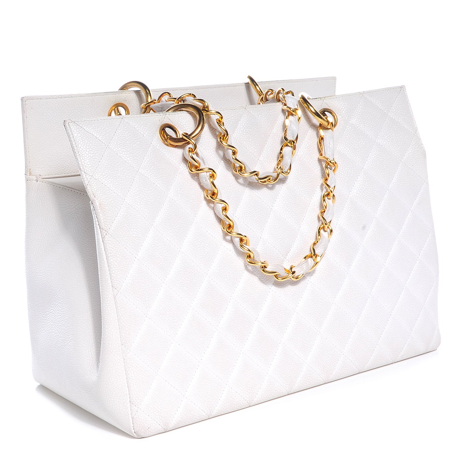 Chanel Caviar Quilted Grand Shopping Tote GST White 3 of 9