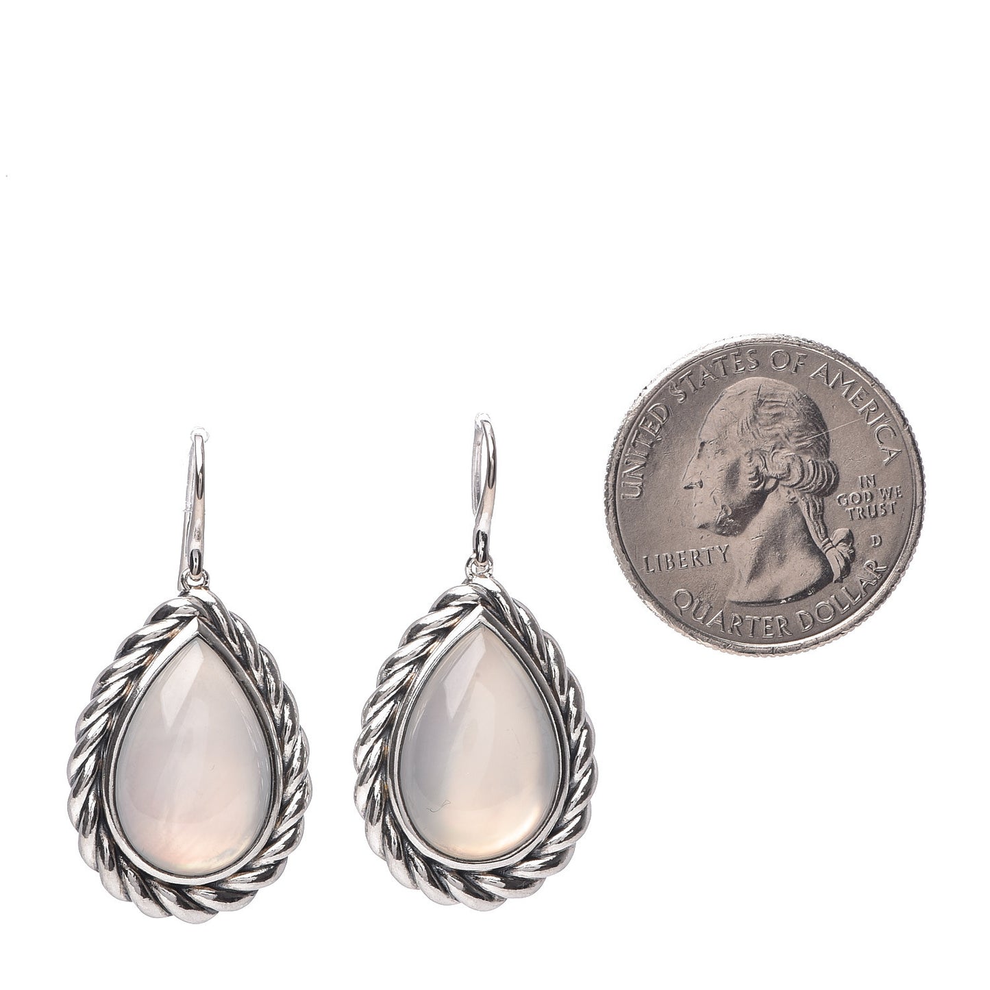 Sterling Silver Moon Quartz Cable Drop Earrings