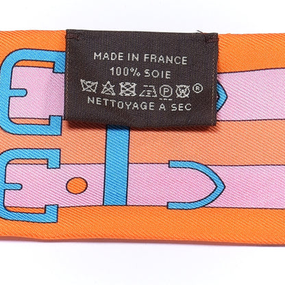 Hermes Silk Rocabar Twilly Orange Bleu Ciel 3 of 4
