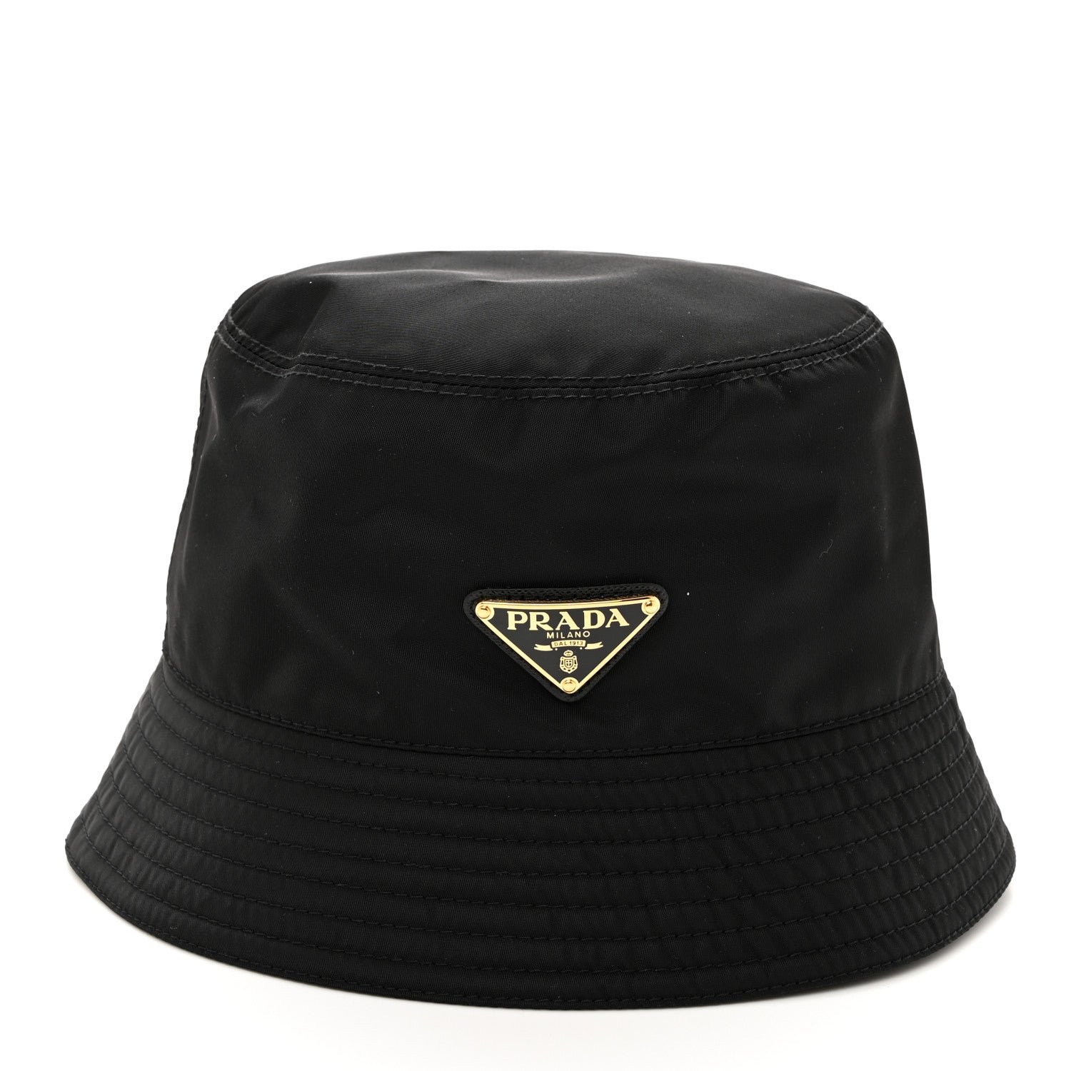Prada Re-Nylon Metal Triangle Logo Womens Bucket Hat S Black 4 of 8