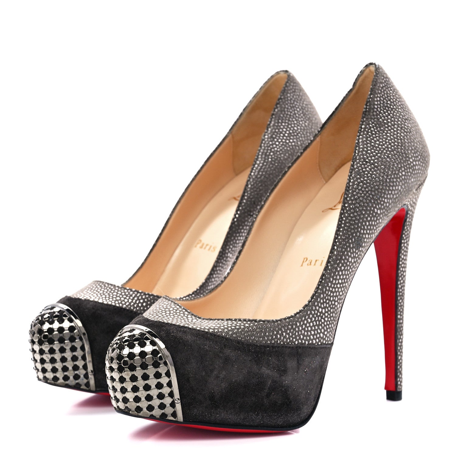 Christian Louboutin Suede Calfskin Maggie 160 Pumps 38.5 Black 3 of 7