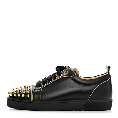 Christian Louboutin Calfskin Spikes Womens Rush Flat Sneakers 36.5 Black Gold 1 of 12