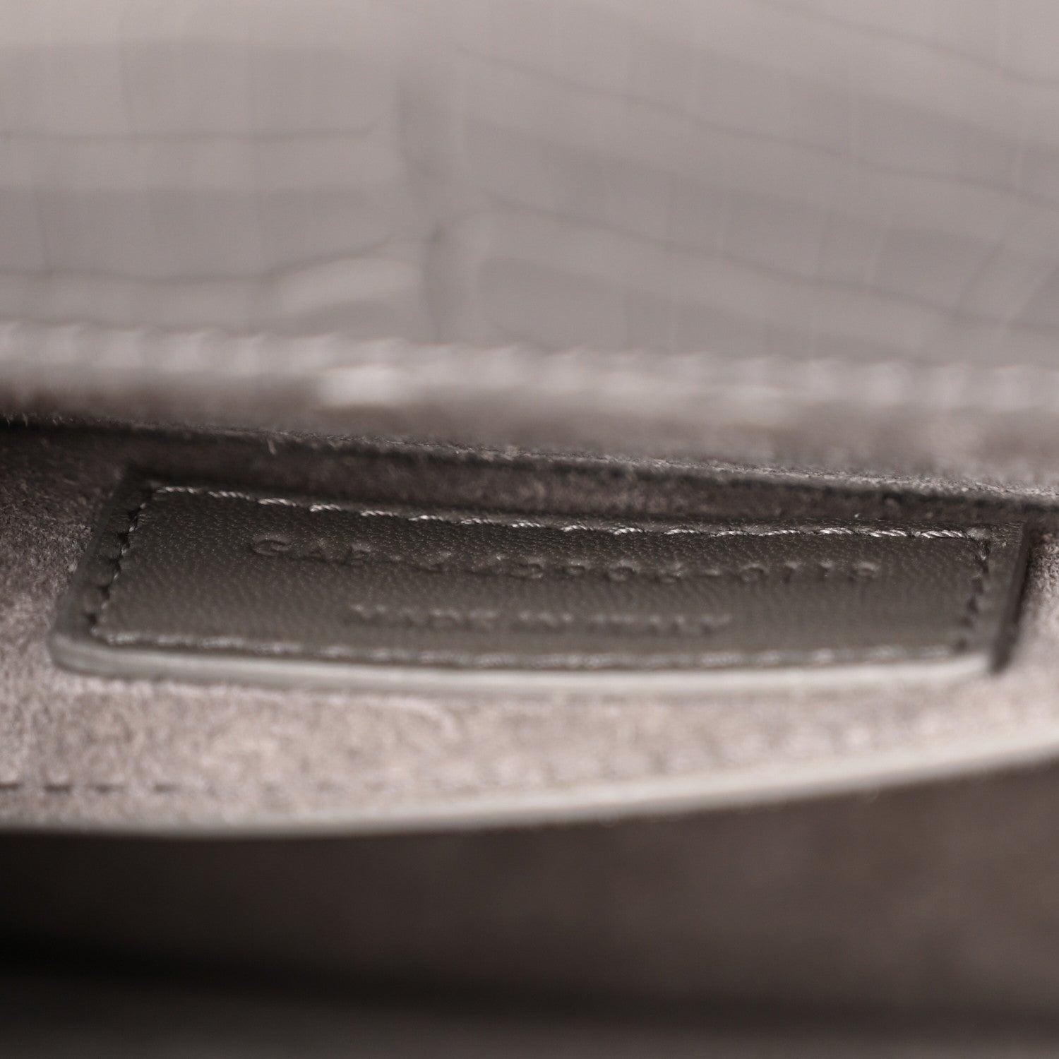 Saint Laurent Calfskin Crocodile Embossed Medium Monogram Sunset Fog 8 of 14