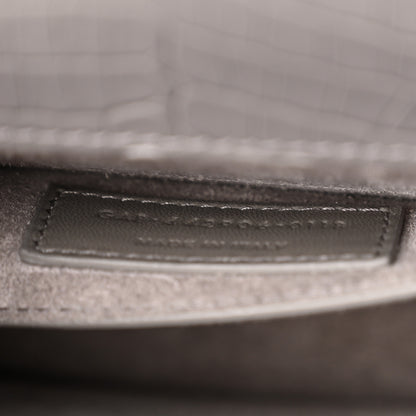 Saint Laurent Calfskin Crocodile Embossed Medium Monogram Sunset Fog 8 of 14