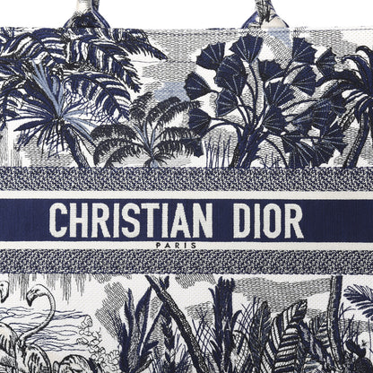 Christian Dior Canvas Embroidered Large Palm Tree Toile De Jouy Book Tote Blue 9 of 11