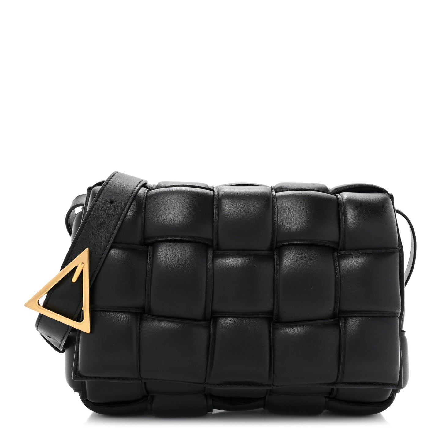 Nappa Maxi Intreccio Padded Cassette Crossbody Bag Black