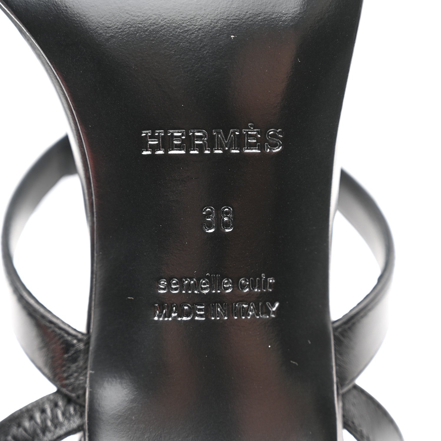 Hermes Calfskin Glamour 75 Sandals 38 Black 6 of 9