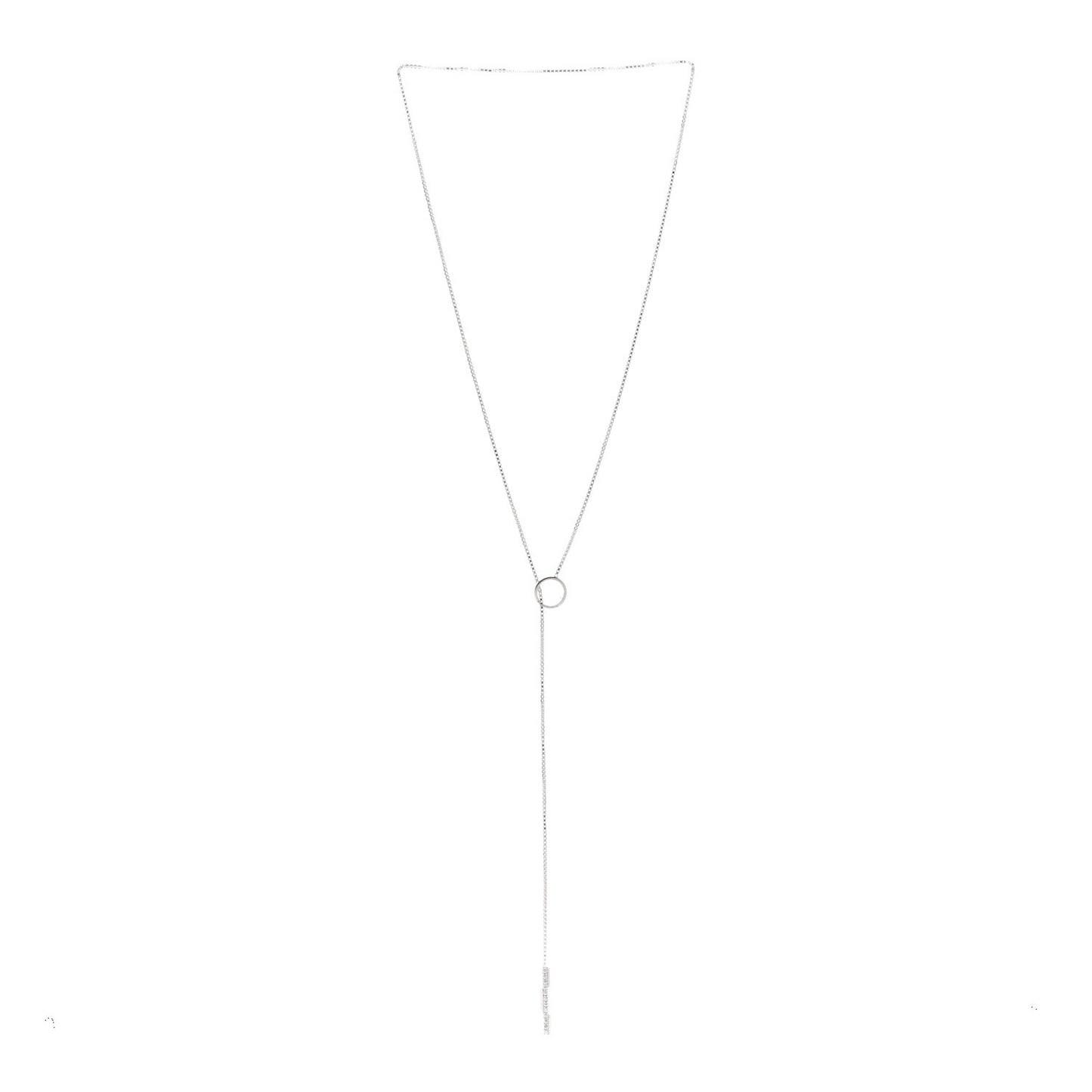 18K White Gold Diamond Link to Love Lariat Necklace