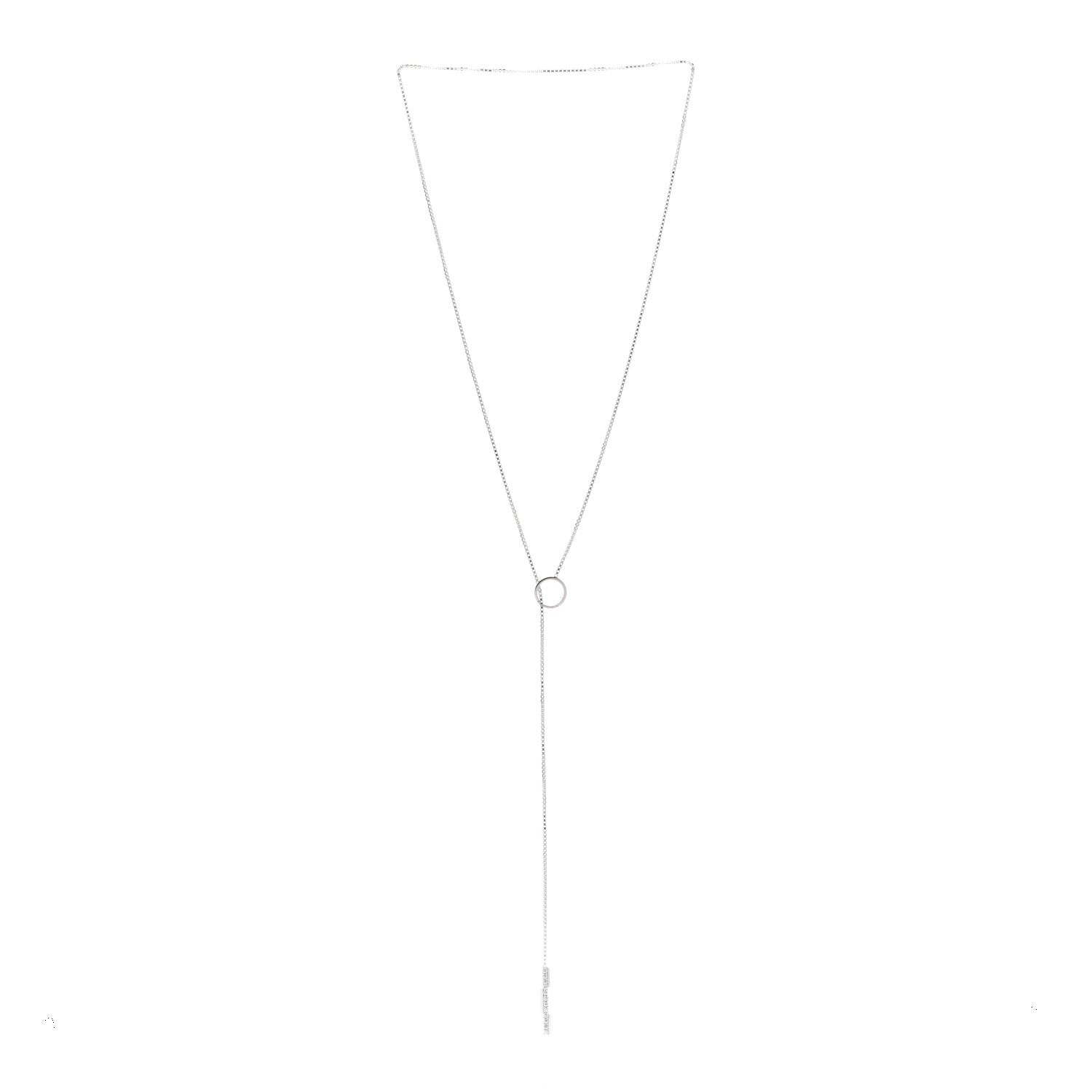 Gucci 18K White Gold Diamond Link to Love Lariat Necklace 3 of 4