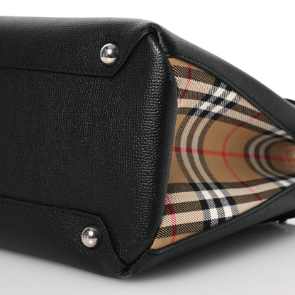 Burberry Derby Calfskin Vintage Check Medium Banner Tote Black 14 of 20