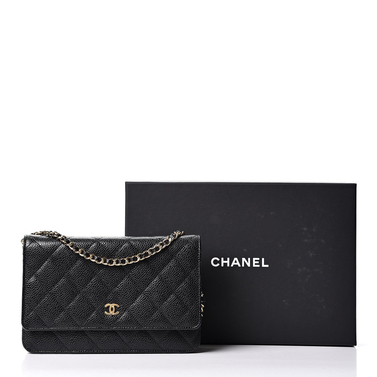 Caviar Quilted Wallet On Chain WOC Black