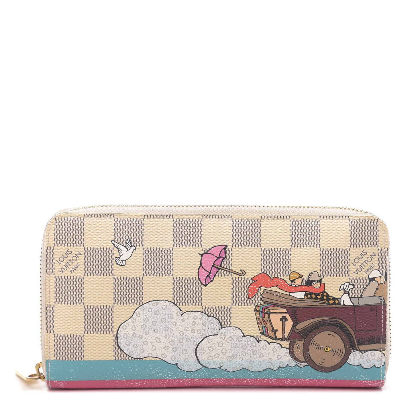 Damier Azur 2015 Christmas Animation Zippy Wallet Hibiscus