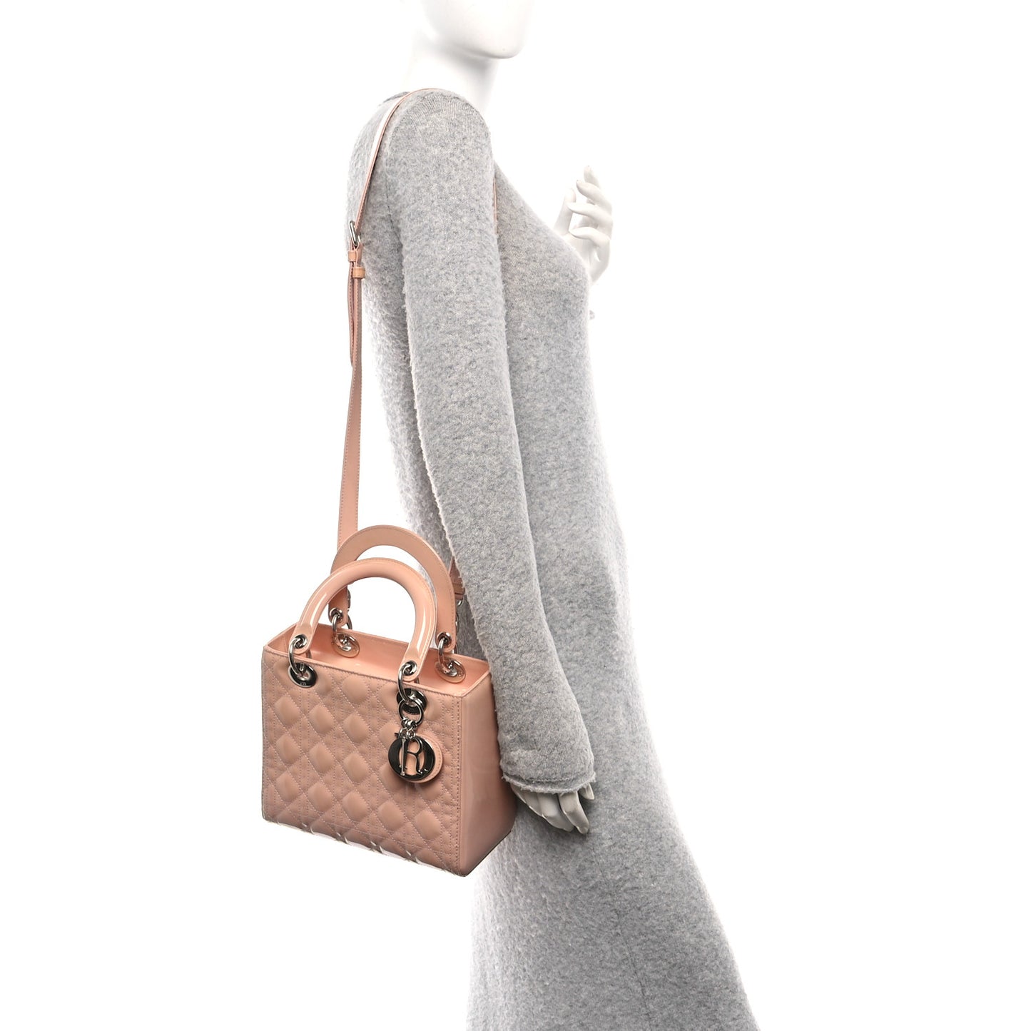 Patent Cannage Medium Lady Dior Light Pink