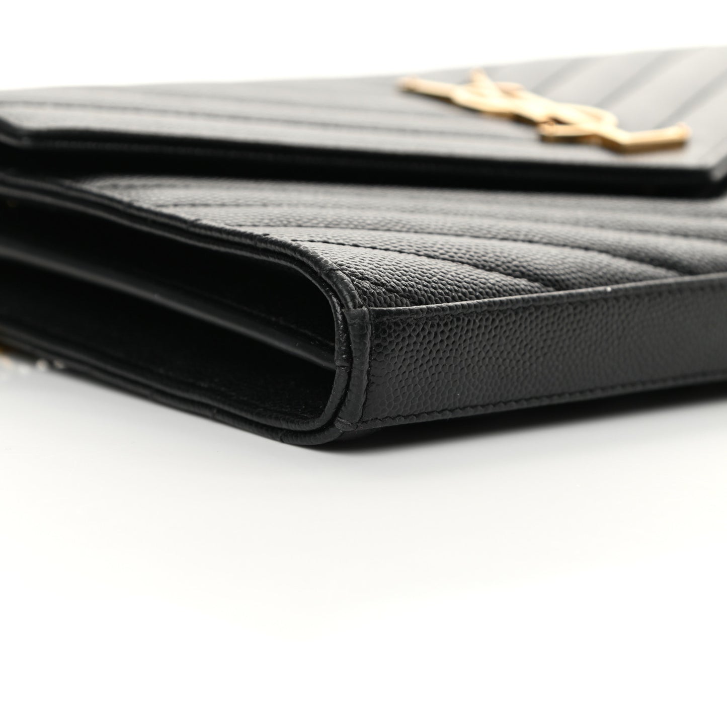 Grain De Poudre Matelasse Chevron Monogram Chain Wallet Black