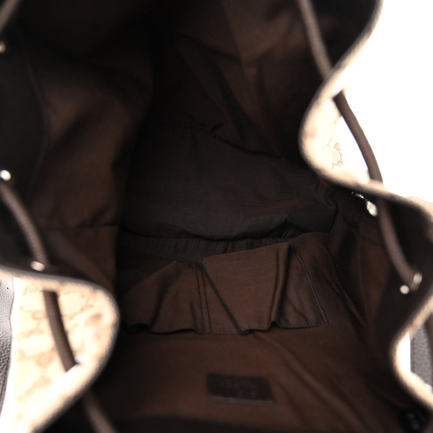 Monogram Dollar Calfskin O Drawstring Backpack Beige Ebony Testa di Moro Dark Chocolate
