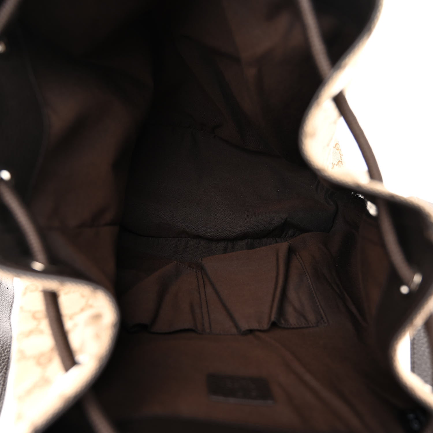Gucci Monogram Dollar Calfskin O Drawstring Backpack Beige Ebony Testa di Moro Dark Chocolate 5 of 10
