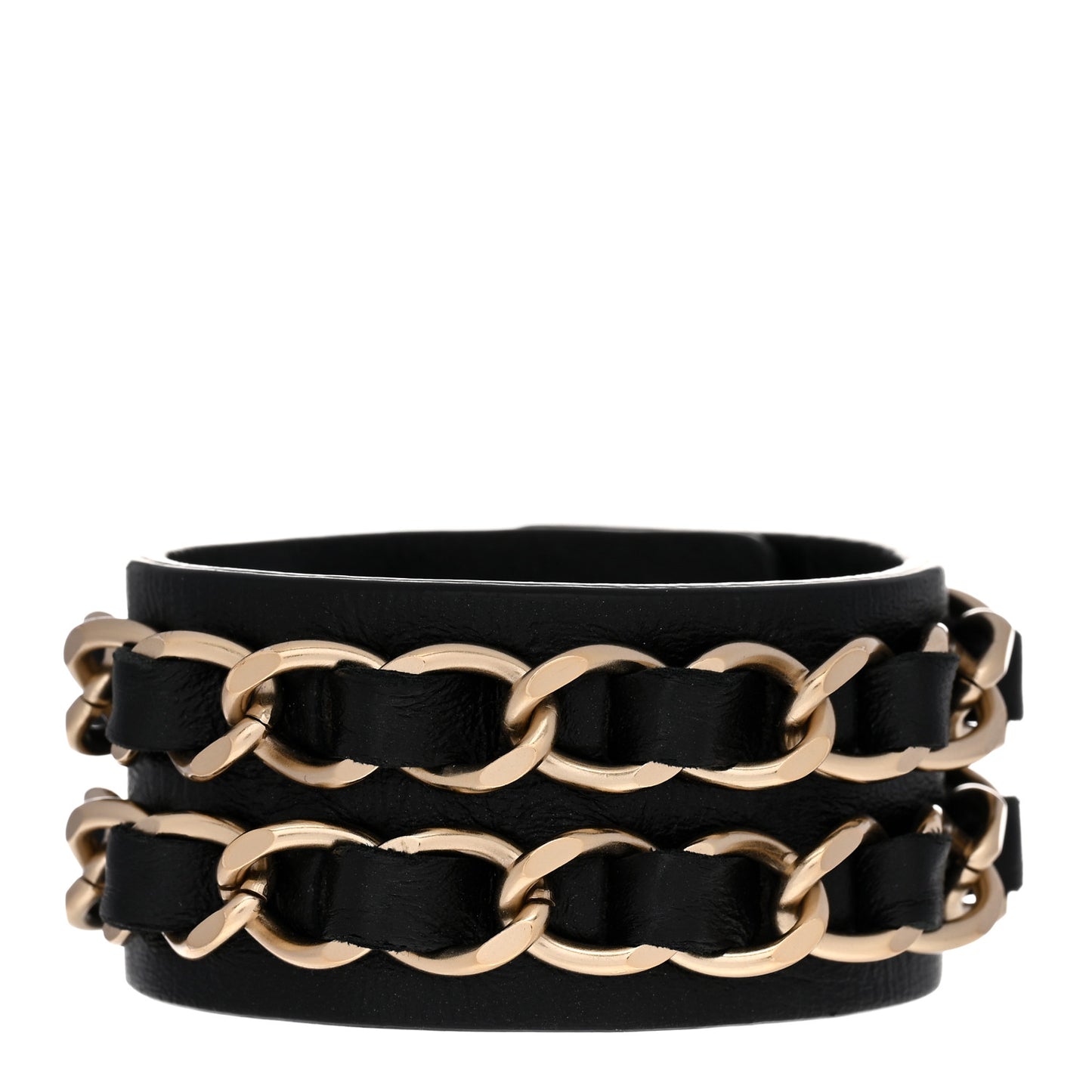 Lambskin CC Chain Turnlock Bracelet S Black