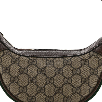 Gucci GG Supreme Monogram Textured Calfskin Web Mini Ophidia Half Moon Hobo Beige Ebony New Acero 8 of 10