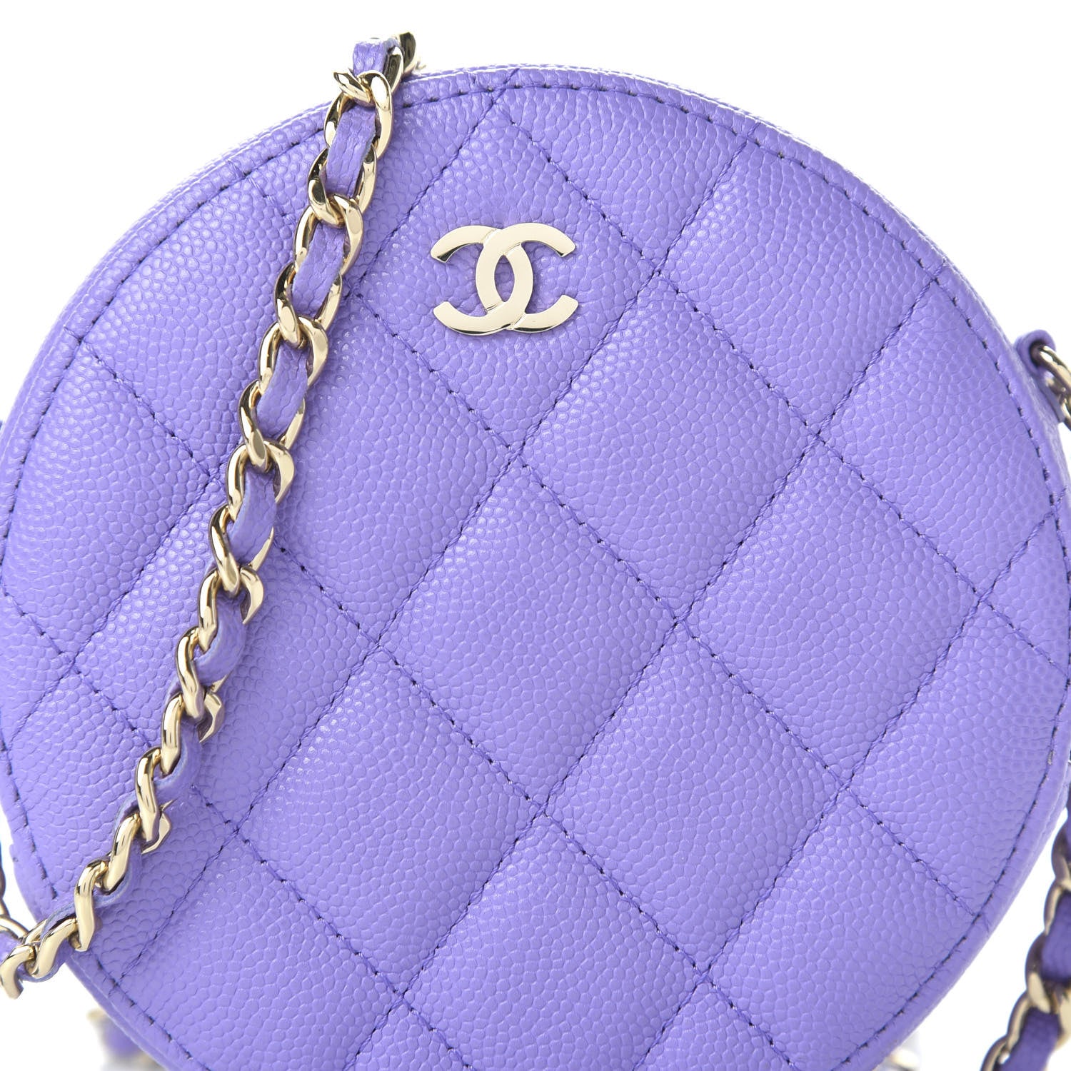 Chanel Caviar Quilted Round Clutch With Chain Purple 10 of 11