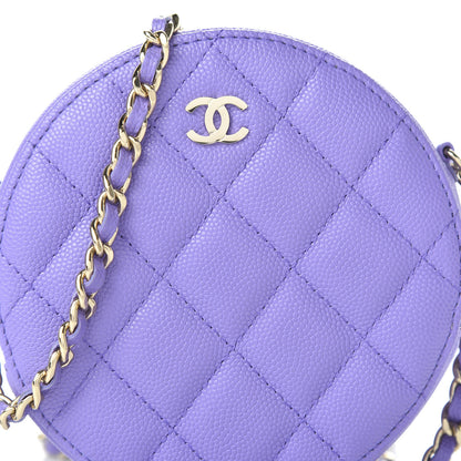 Chanel Caviar Quilted Round Clutch With Chain Purple 10 of 11