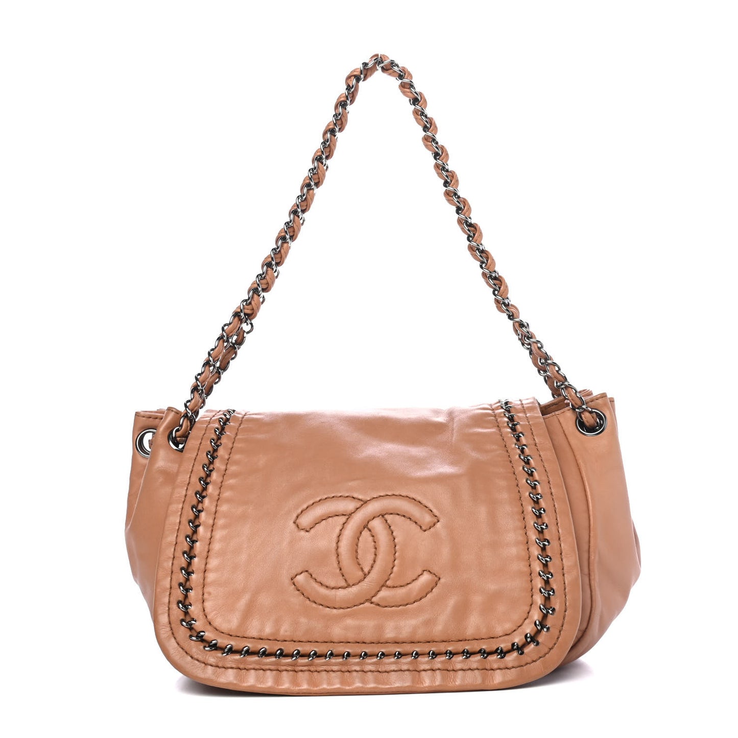 Smooth Calfskin Luxe Ligne Flap Beige