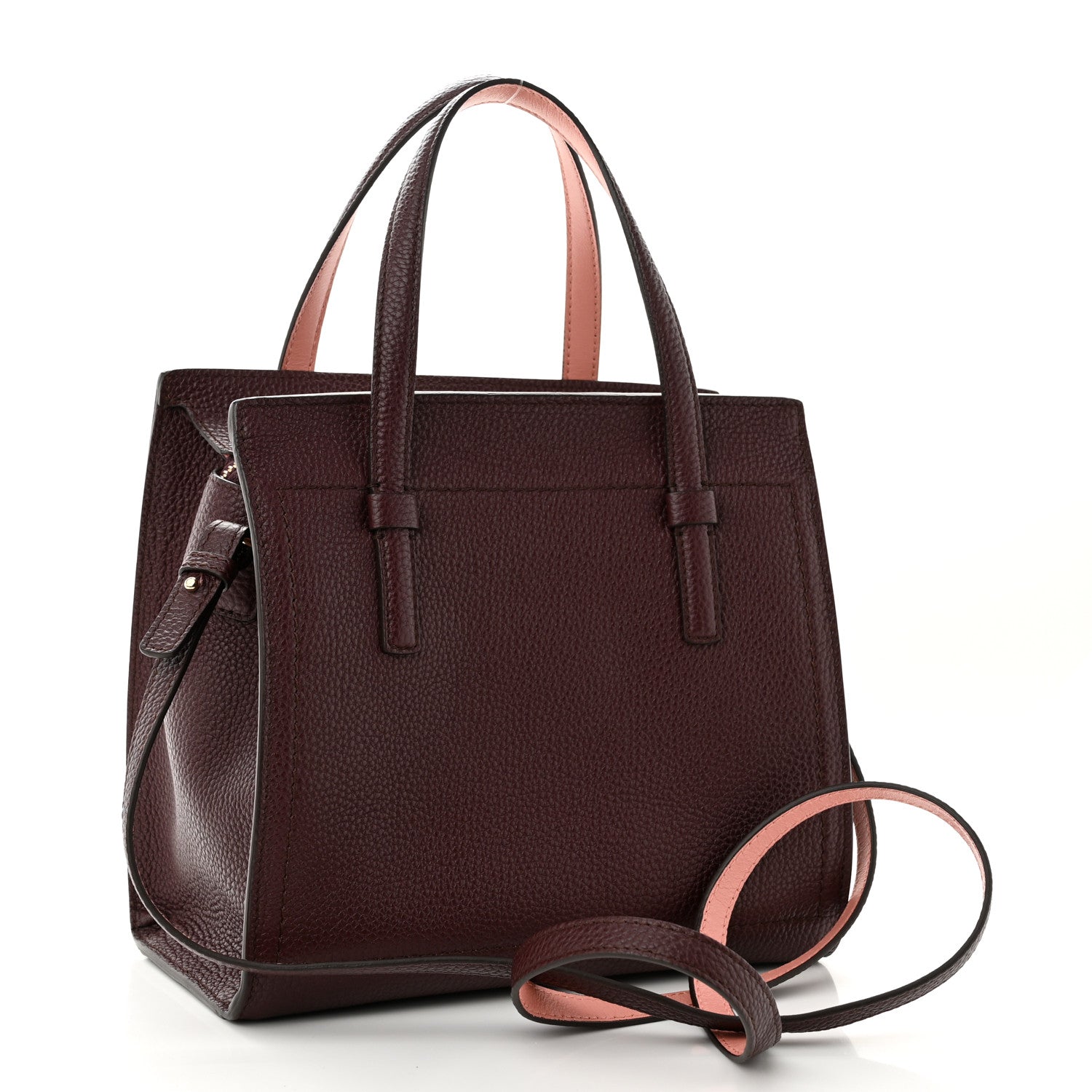 Salvatore Ferragamo Hammered Calfskin Double Handle Small Amy Tote Red 3 of 9