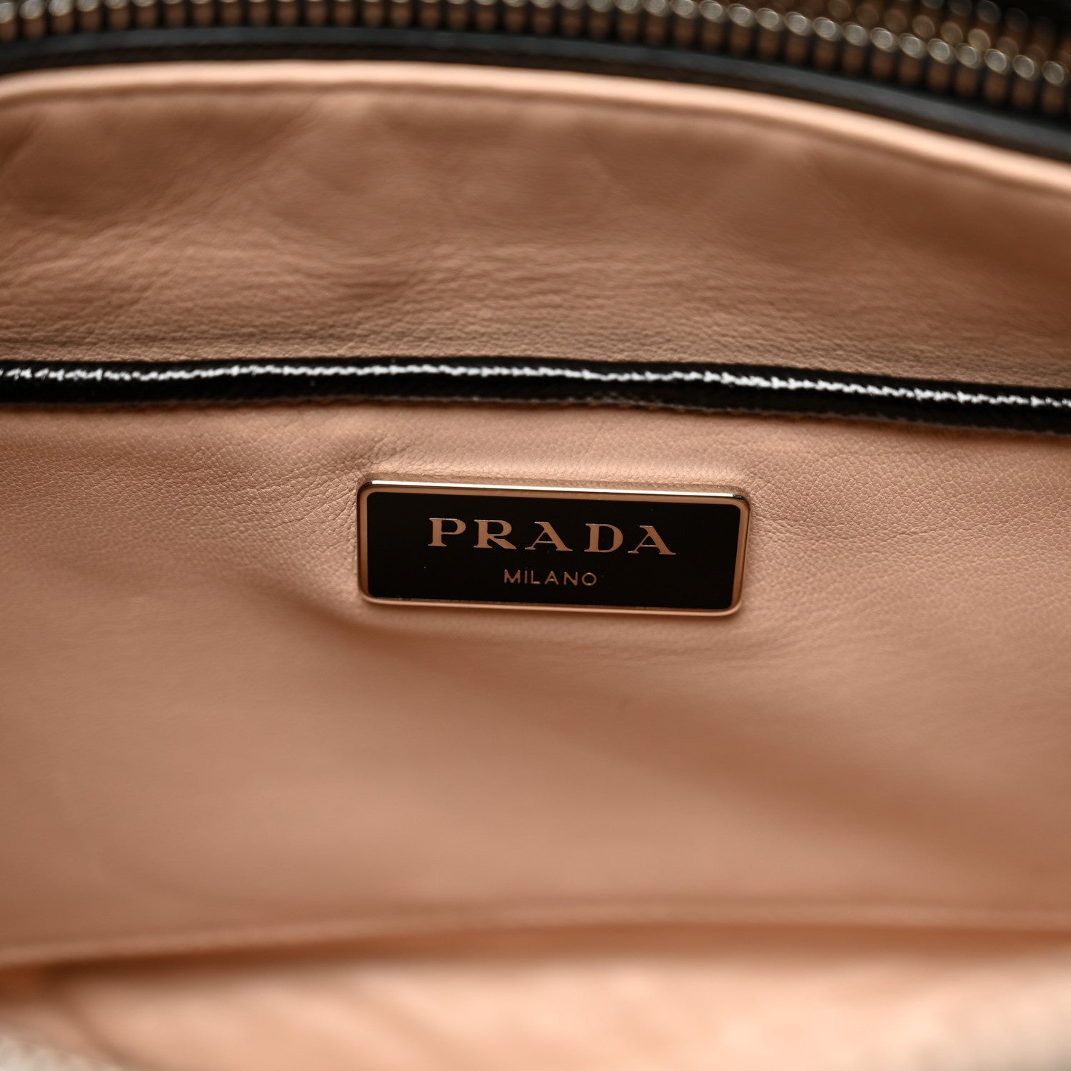 Prada Saffiano Vernice Small Crystal Pyramid Bag Black 7 of 9