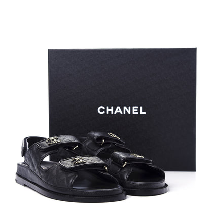 Chanel Grained Calfskin Velcro Dad Sandals 40 Black 11 of 11