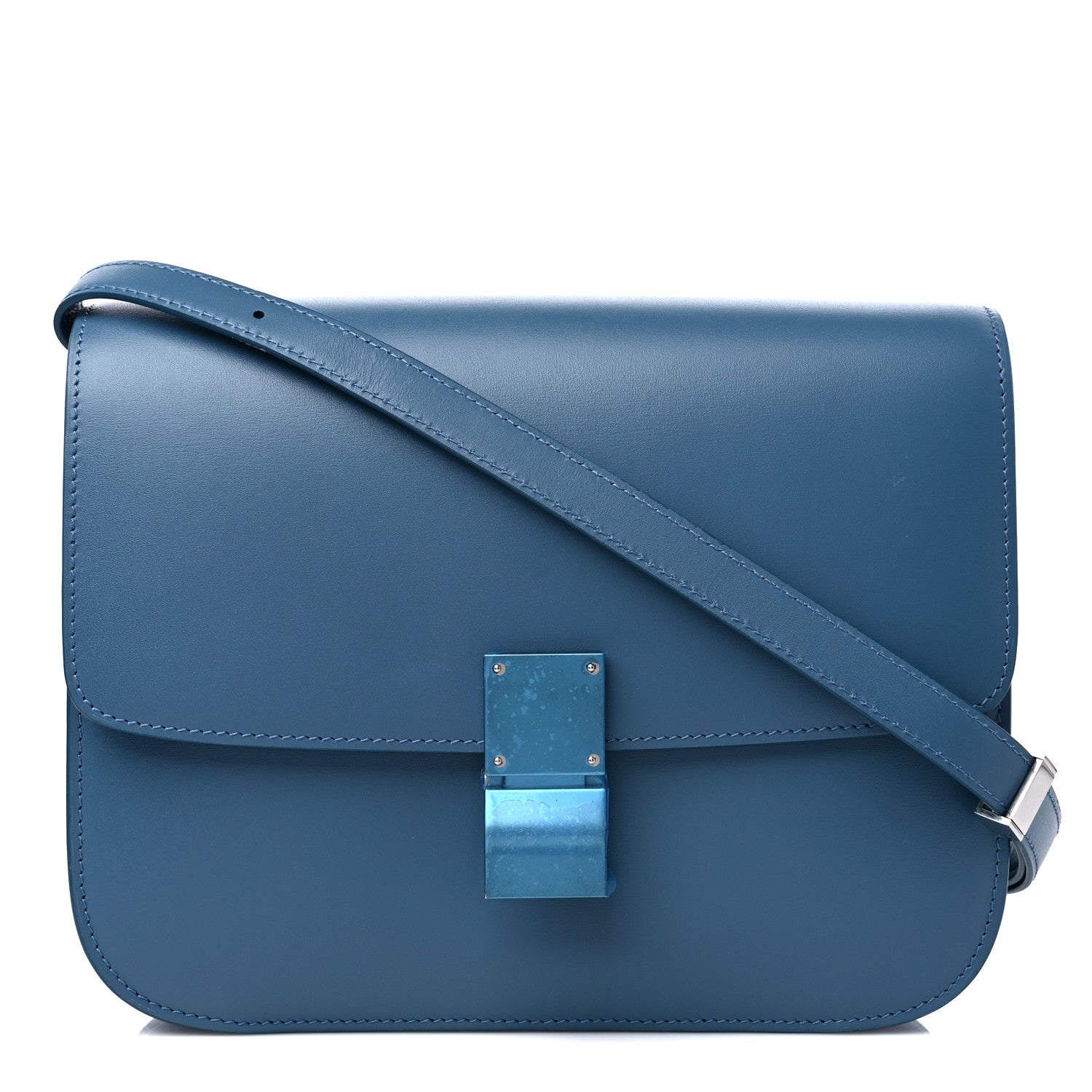 Celine Box Calfskin Medium Classic Box Flap Bag Slate Blue 1 of 10