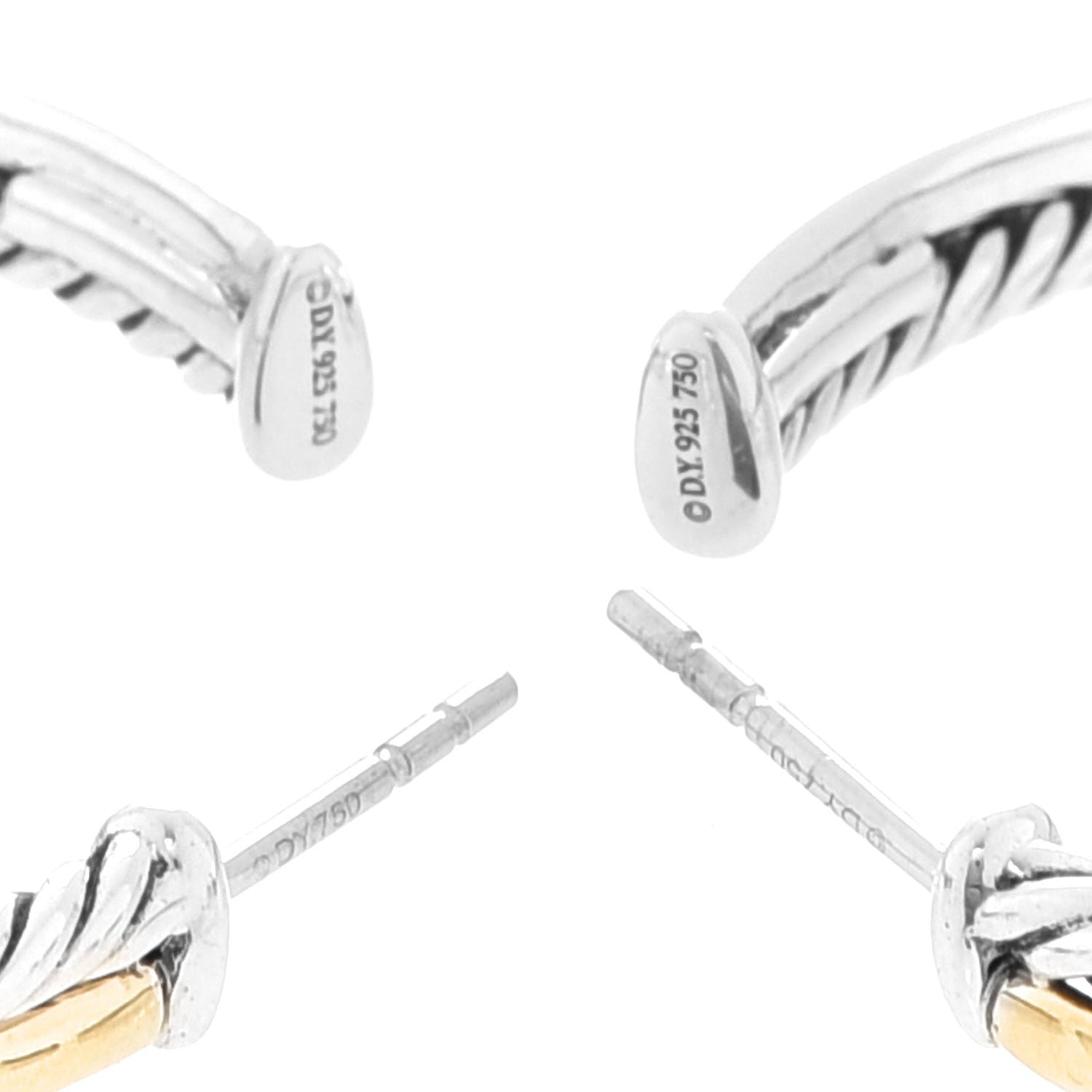 David Yurman Sterling Silver 18K Yellow Gold 44mm Extra Large Crossover Cable Hoop Earrings 3 of 5
