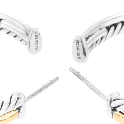 David Yurman Sterling Silver 18K Yellow Gold 44mm Extra Large Crossover Cable Hoop Earrings 3 of 5