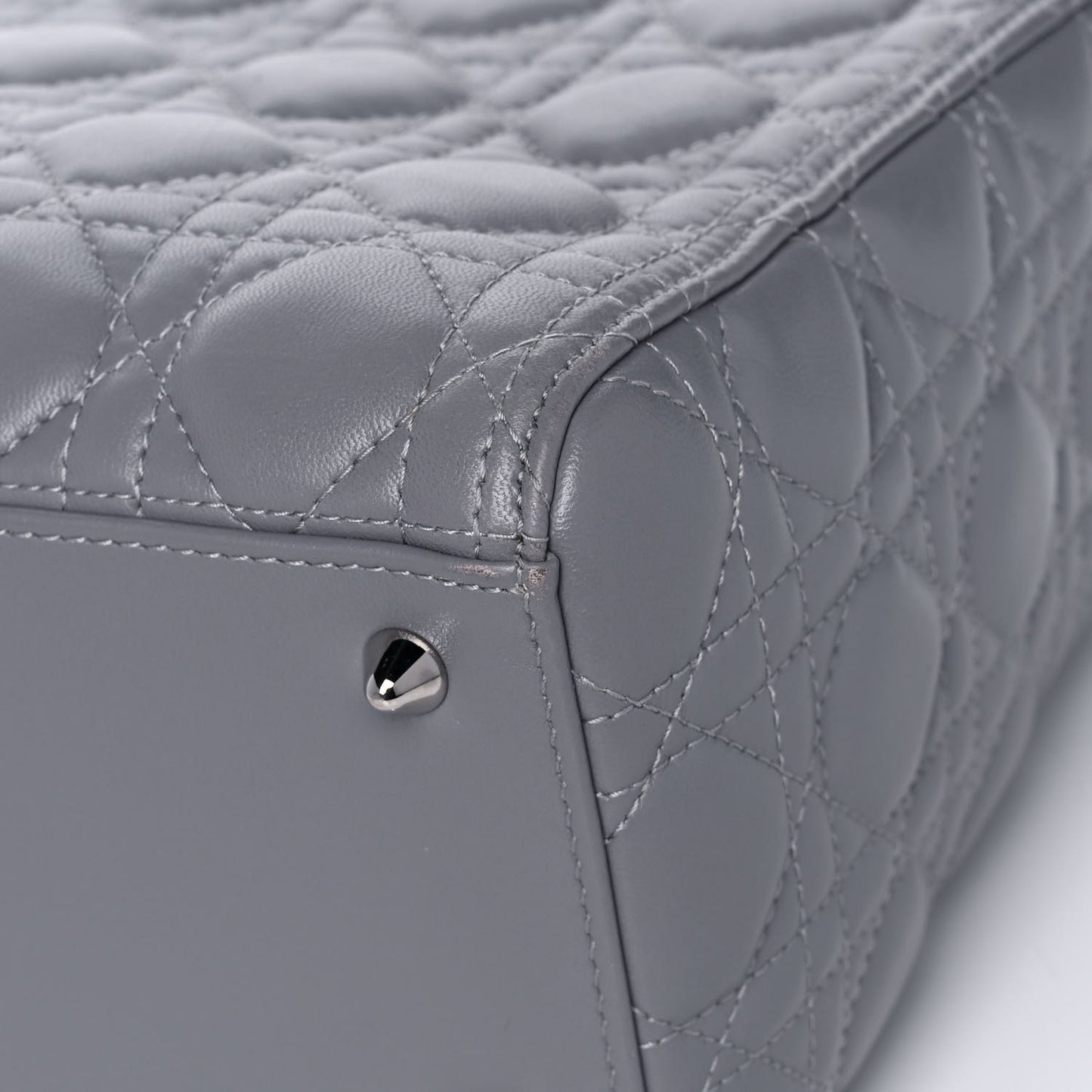 Lambskin Cannage Medium Lady Dior Crystal Strap Grey
