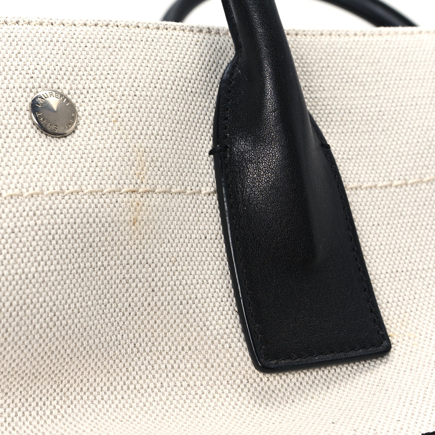 Saint Laurent Linen Calfskin Small Rive Gauche Tote Greggio Natural 11 of 13