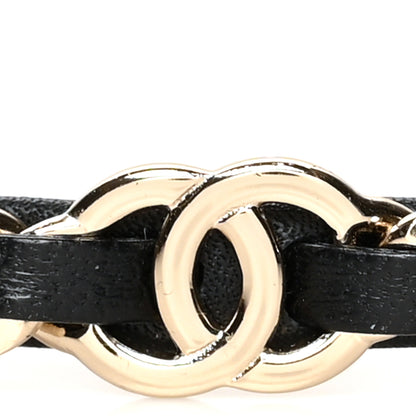 Chanel Metal Lambskin Chain CC Headband Black Gold 3 of 3