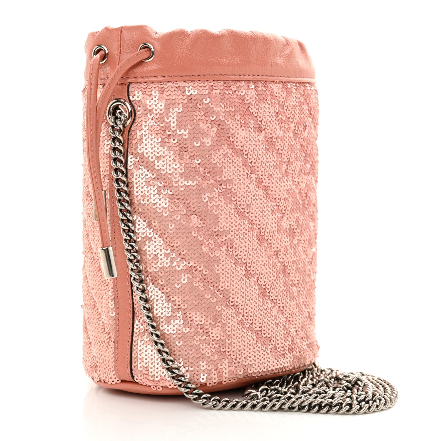 Gucci Sequin Mini GG Marmont 2.0 Bucket Bag Pink 3 of 11