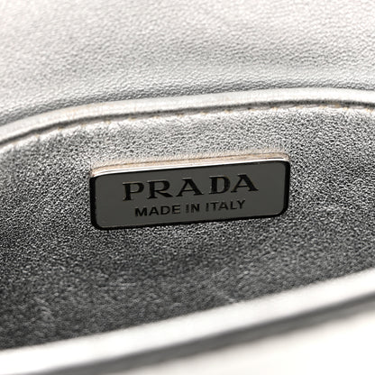 Prada Spazzolato Triangle Small Double Handle Crossbody Tote Argento 5 of 12