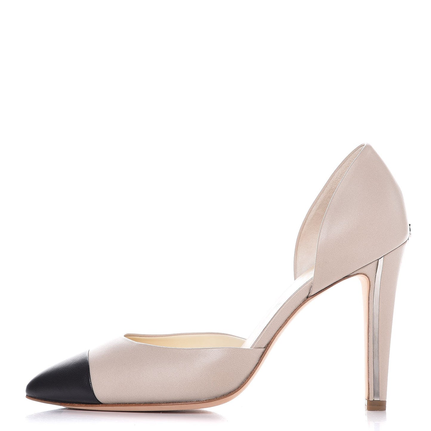 Lambskin Cap Toe d'Orsay Pumps 36.5 Beige Black