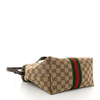 Gucci Monogram Web Small Giglio Tote Beige Dark Brown 5 of 10