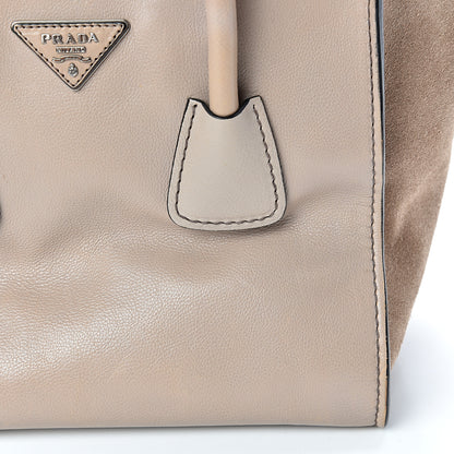Prada Glace Calf Suede Twin Pocket Tote Pomice 17 of 21