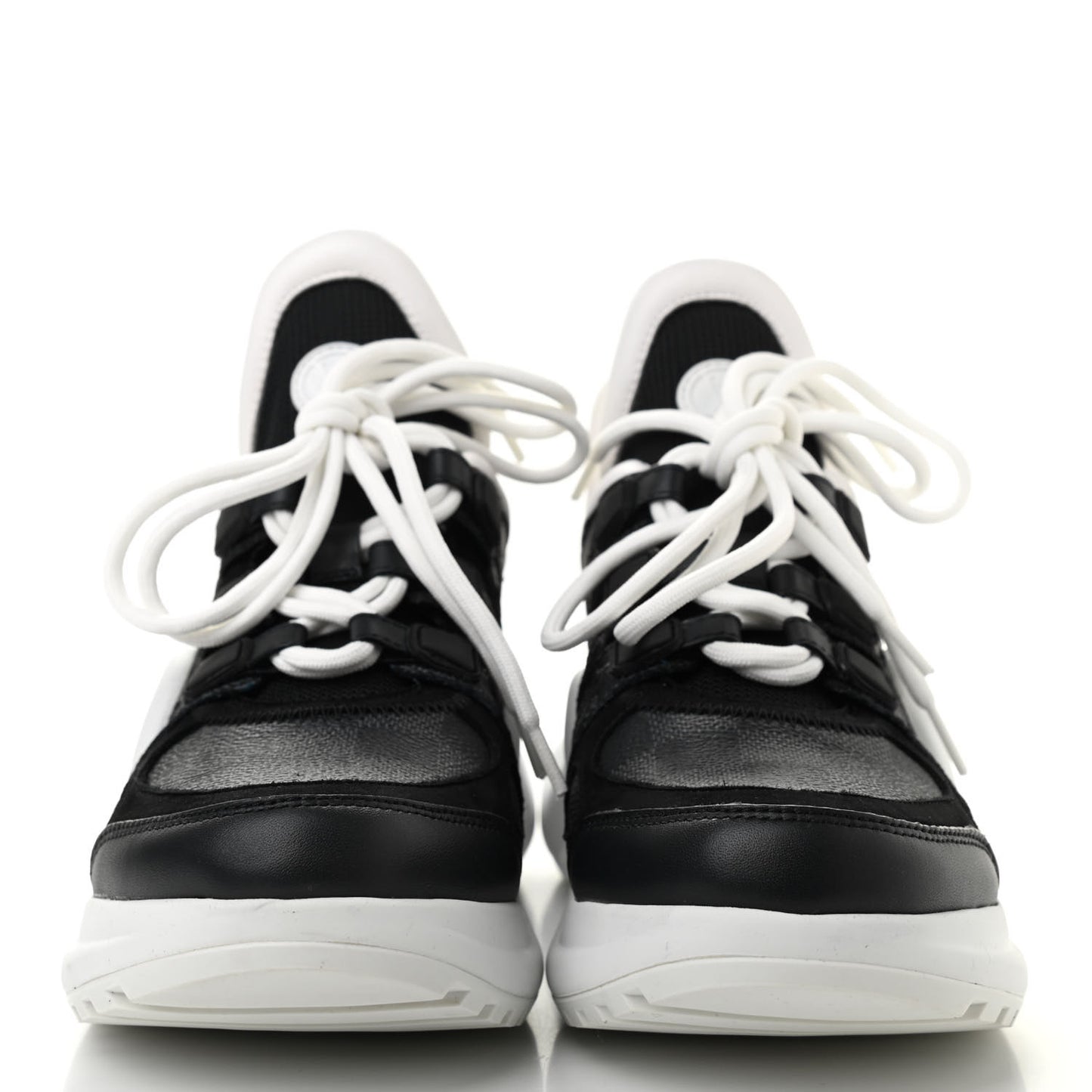 Calfskin Technical Nylon Damier Graphite LV Archlight Sneakers 36 Black White