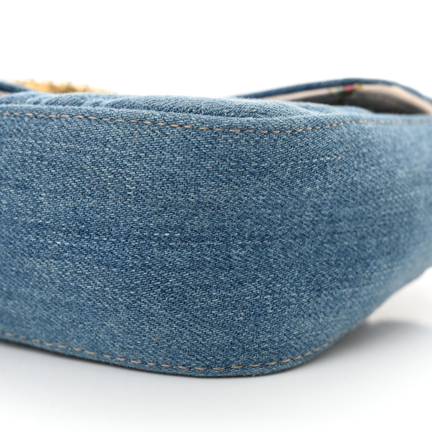 Denim Matelasse Mini Pearly GG Marmont Shoulder Bag Blue