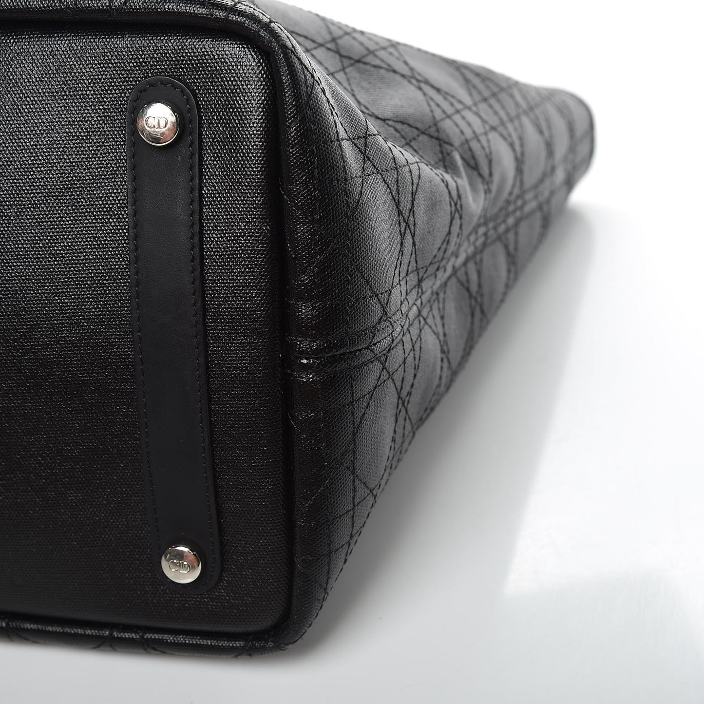 Coated Canvas Cannage Large Panarea Tote Black