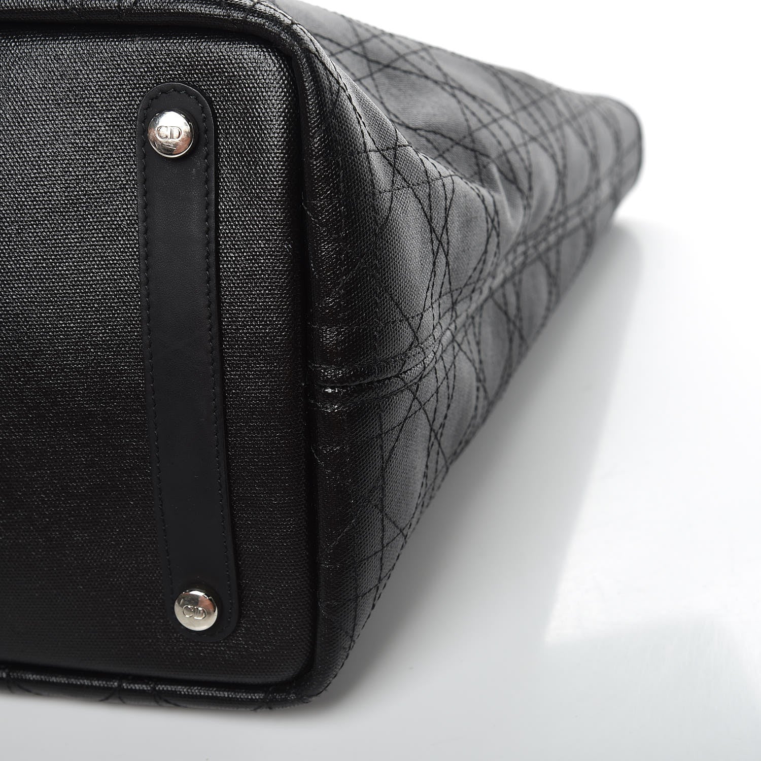 Christian Dior Coated Canvas Cannage Large Panarea Tote Black 9 of 9