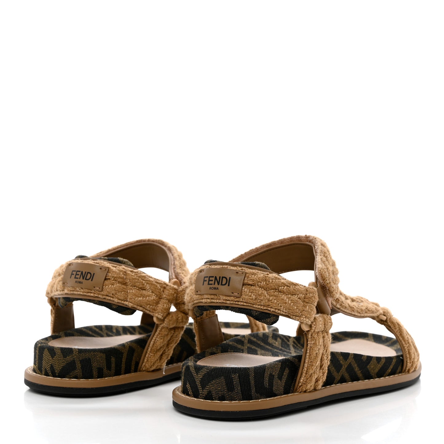 Fabric Jacquard FF Braided Fendi Feel 25mm Sandals 40 Sughero Black Tabacco