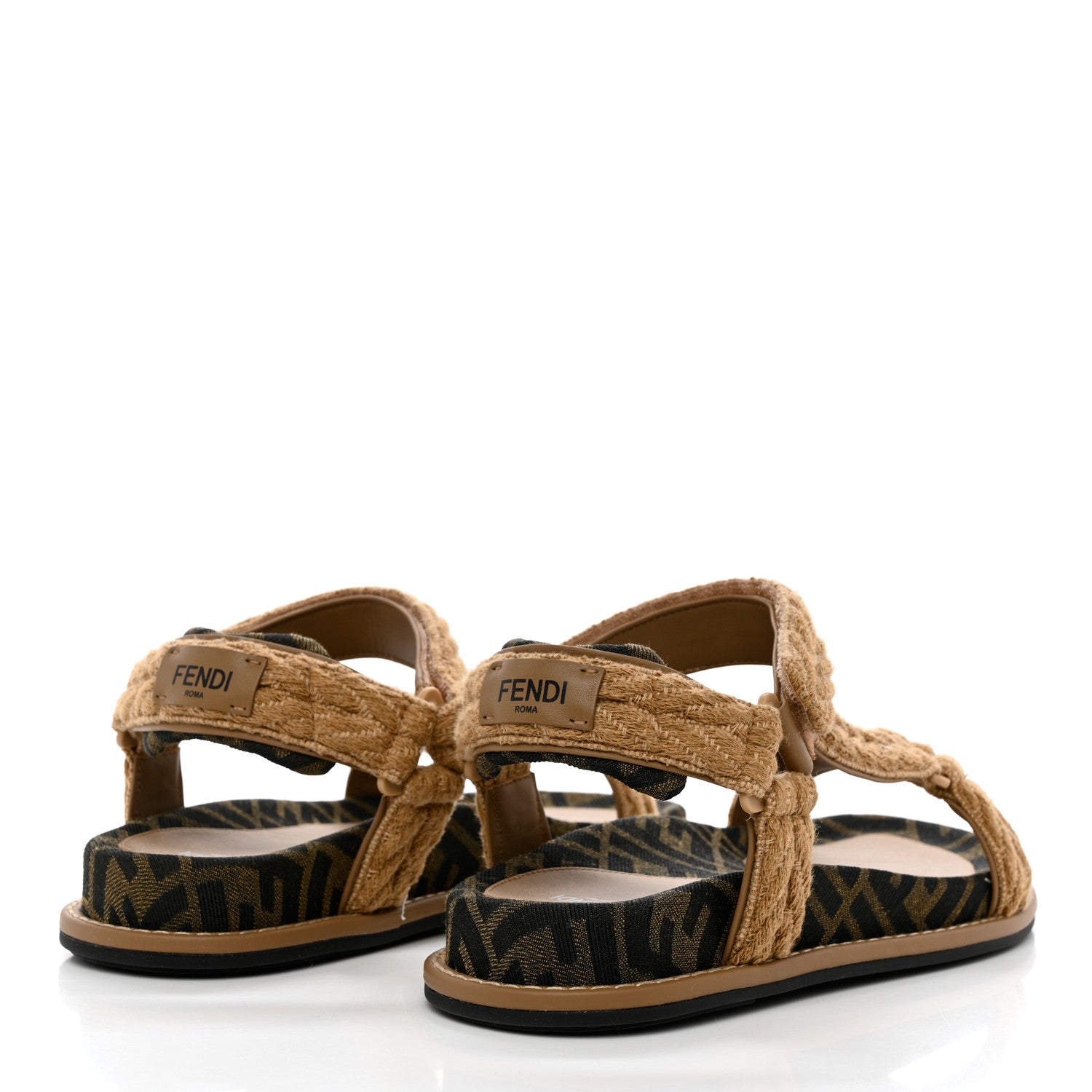 Fendi Fabric Jacquard FF Braided Fendi Feel 25mm Sandals 40 Sughero Black Tabacco 4 of 8