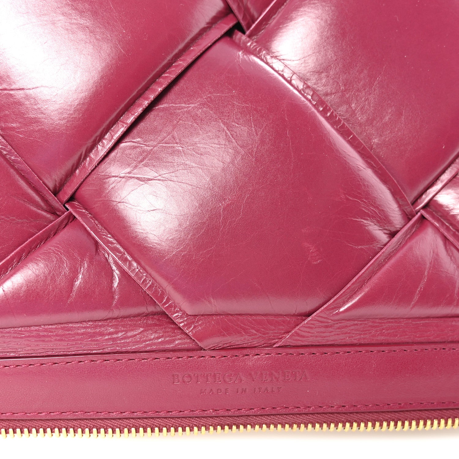 Bottega Veneta Paper Calfskin Maxi Intrecciato Padded Pouch Clutch Amaranto 6 of 6